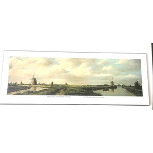 Vintage Perma-Art Windmills at Kinderdijk Print Plaque J. W. Graindorge Long Boa